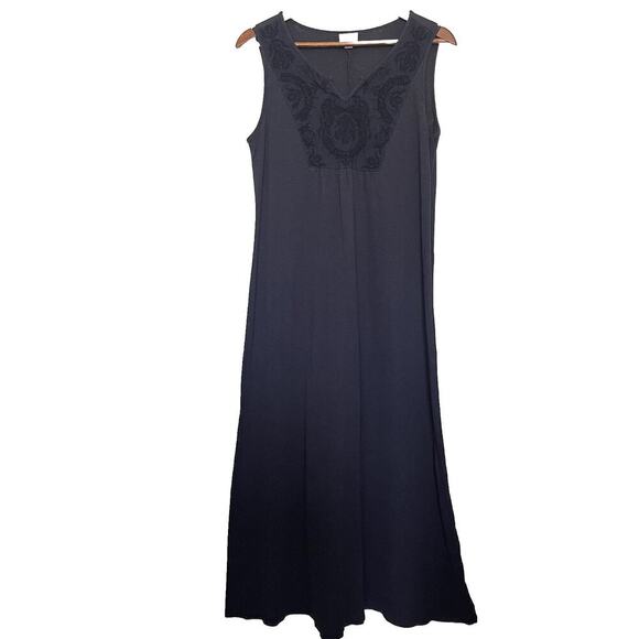 J. Jill Dresses & Skirts - J. Jill Maxi Dress Linen Blend Embroidered Beachy Coastal vacation